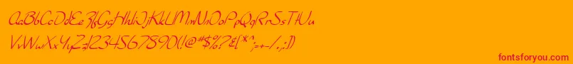 フォントSF Burlington Script Italic – オレンジの背景に赤い文字