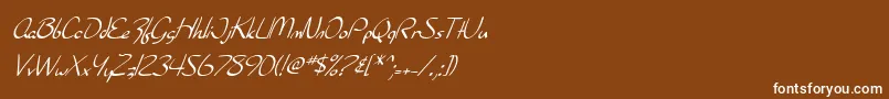 フォントSF Burlington Script Italic – 茶色の背景に白い文字