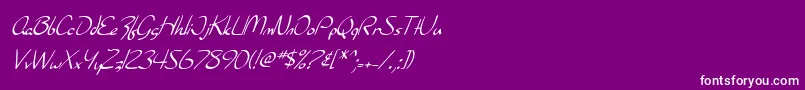 SF Burlington Script Italic-fontti – valkoiset fontit violetilla taustalla