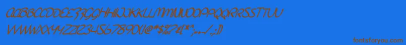 SF Burlington Script SC Bold Italic Font – Brown Fonts on Blue Background