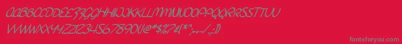 Czcionka SF Burlington Script SC Bold Italic – szare czcionki na czerwonym tle