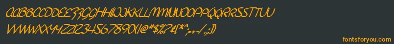 フォントSF Burlington Script SC Bold Italic – 黒い背景にオレンジの文字