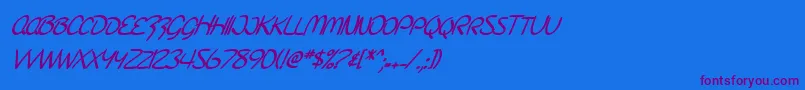 SF Burlington Script SC Bold Italic Font – Purple Fonts on Blue Background