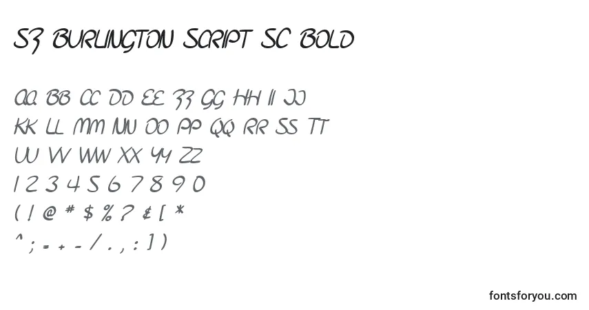 Czcionka SF Burlington Script SC Bold – alfabet, cyfry, specjalne znaki