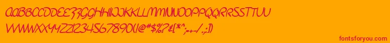SF Burlington Script SC Bold-fontti – punaiset fontit oranssilla taustalla