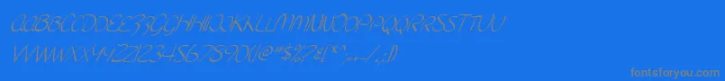 SF Burlington Script SC Italic-fontti – harmaat kirjasimet sinisellä taustalla