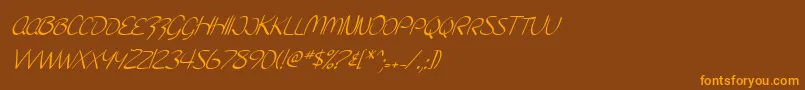 SF Burlington Script SC Italic Font – Orange Fonts on Brown Background