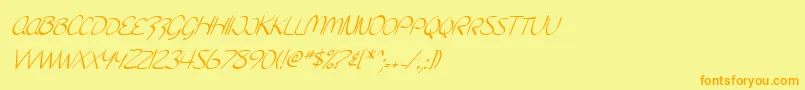 SF Burlington Script SC Italic Font – Orange Fonts on Yellow Background