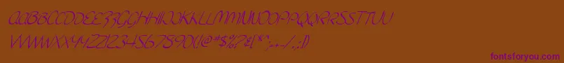 SF Burlington Script SC Italic Font – Purple Fonts on Brown Background
