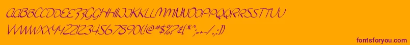 SF Burlington Script SC Italic Font – Purple Fonts on Orange Background