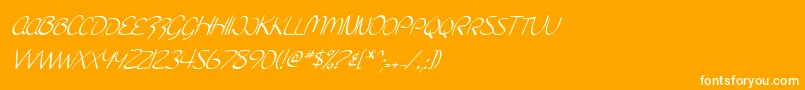 フォントSF Burlington Script SC Italic – オレンジの背景に白い文字