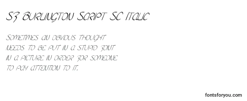 Przegląd czcionki SF Burlington Script SC Italic