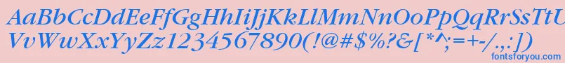フォントGaramondItcTBookItalic – ピンクの背景に青い文字