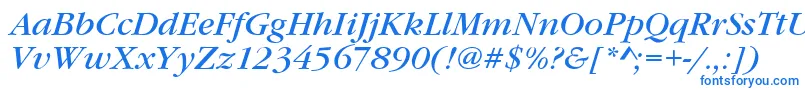 フォントGaramondItcTBookItalic – 白い背景に青い文字