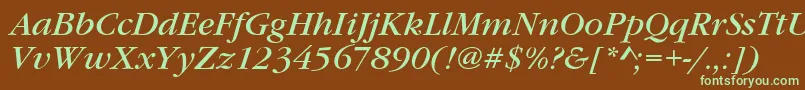 GaramondItcTBookItalic Font – Green Fonts on Brown Background