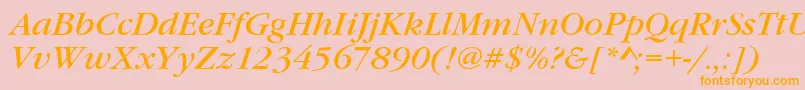 GaramondItcTBookItalic-Schriftart – Orangefarbene Schriften auf rosa Hintergrund