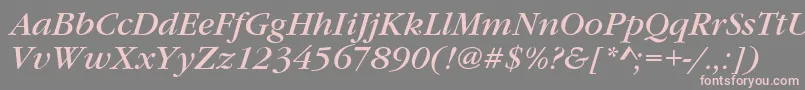 Weitere Informationen zur GaramondItcTBookItalic-Schriftart GaramondItcTBookItalic-Schriftart – Rosa Schriften auf grauem Hintergrund