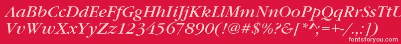 フォントGaramondItcTBookItalic – 赤い背景にピンクのフォント