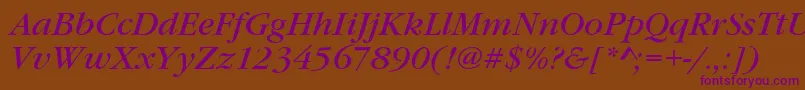 GaramondItcTBookItalic Font – Purple Fonts on Brown Background