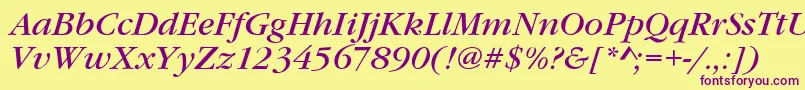 GaramondItcTBookItalic Font – Purple Fonts on Yellow Background