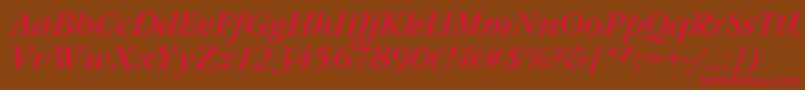 GaramondItcTBookItalic-Schriftart – Rote Schriften auf braunem Hintergrund