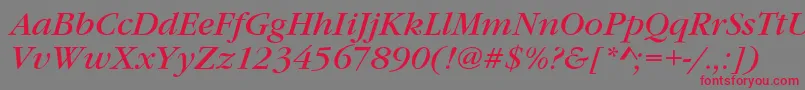 GaramondItcTBookItalic-fontti – punaiset fontit harmaalla taustalla