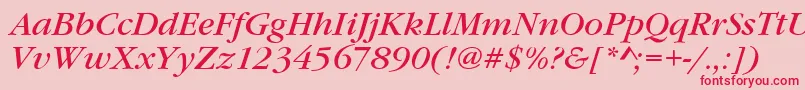 GaramondItcTBookItalic Font – Red Fonts on Pink Background