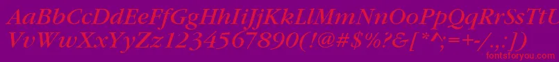 GaramondItcTBookItalic Font – Red Fonts on Purple Background