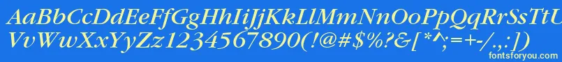 GaramondItcTBookItalic Font – Yellow Fonts on Blue Background