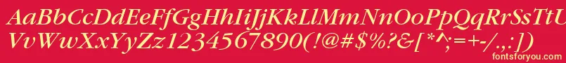 Fonte GaramondItcTBookItalic – fontes amarelas em um fundo vermelho