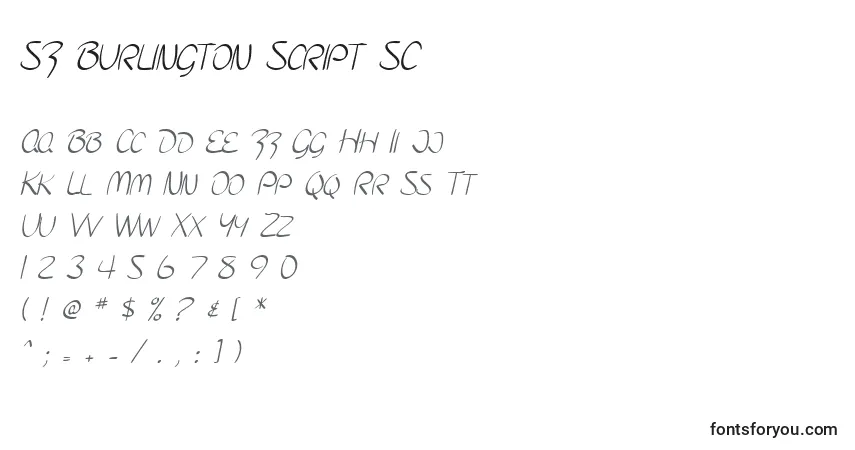 Czcionka SF Burlington Script SC – alfabet, cyfry, specjalne znaki