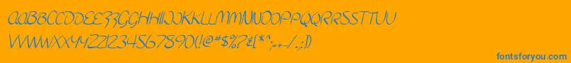 SF Burlington Script SC Font – Blue Fonts on Orange Background