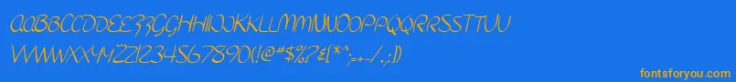SF Burlington Script SC Font – Orange Fonts on Blue Background