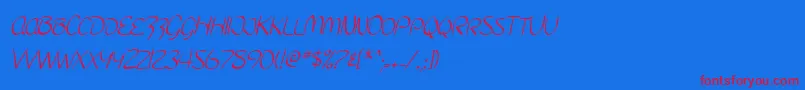 フォントSF Burlington Script SC – 赤い文字の青い背景