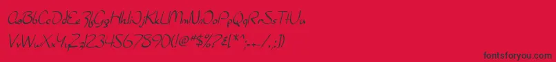 フォントSF Burlington Script – 赤い背景に黒い文字