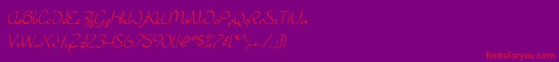 SF Burlington Script-Schriftart – Rote Schriften auf violettem Hintergrund