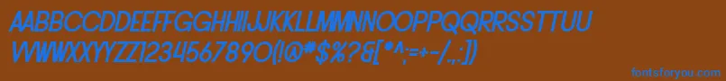 Czcionka SF Buttacup Lettering Bold Oblique – niebieskie czcionki na brązowym tle