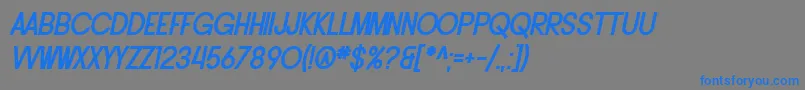 フォントSF Buttacup Lettering Bold Oblique – 灰色の背景に青い文字
