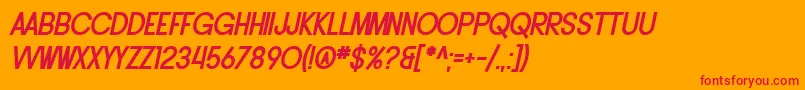 SF Buttacup Lettering Bold Oblique-Schriftart – Rote Schriften auf orangefarbenem Hintergrund