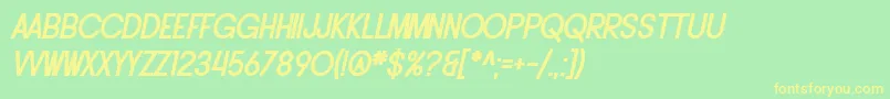 Шрифт SF Buttacup Lettering Bold Oblique – жёлтые шрифты на зелёном фоне