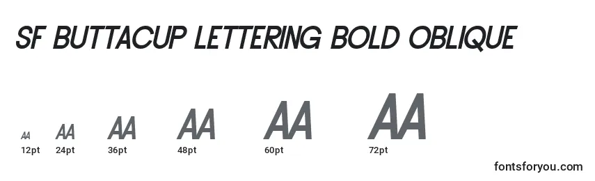 Размеры шрифта SF Buttacup Lettering Bold Oblique