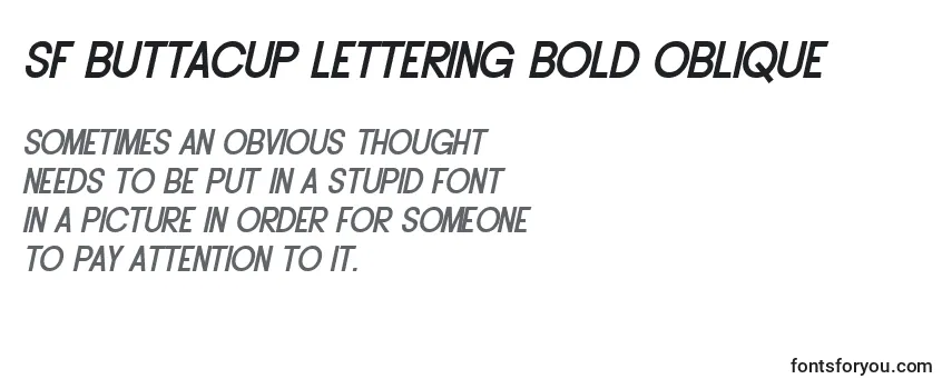 SF Buttacup Lettering Bold Oblique -fontin tarkastelu