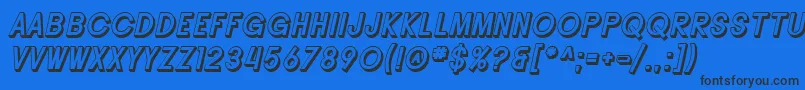 SF Buttacup Lettering Shaded Oblique Font – Black Fonts on Blue Background