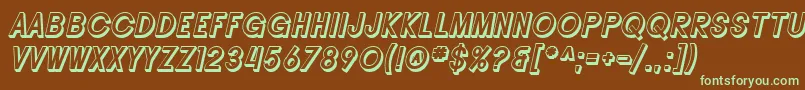 SF Buttacup Lettering Shaded Oblique-fontti – vihreät fontit ruskealla taustalla