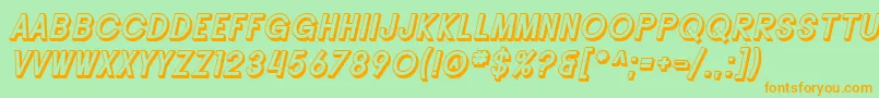 Шрифт SF Buttacup Lettering Shaded Oblique – оранжевые шрифты на зелёном фоне