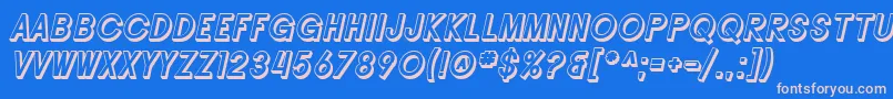 SF Buttacup Lettering Shaded Oblique Font – Pink Fonts on Blue Background