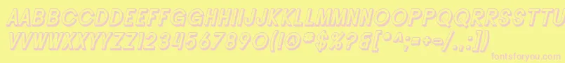 Fonte SF Buttacup Lettering Shaded Oblique – fontes rosa em um fundo amarelo
