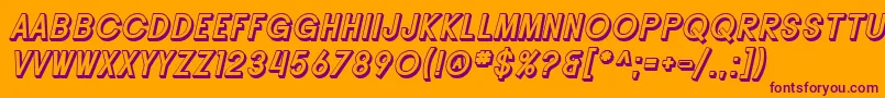 Шрифт SF Buttacup Lettering Shaded Oblique – фиолетовые шрифты на оранжевом фоне