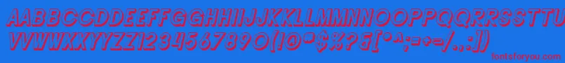 Czcionka SF Buttacup Lettering Shaded Oblique – czerwone czcionki na niebieskim tle