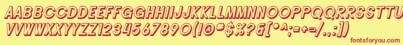 SF Buttacup Lettering Shaded Oblique Font – Red Fonts on Yellow Background